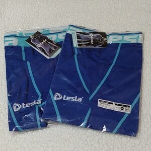 2‎ Pack Tesla Performance Baselayer Compression Shorts Men's 2XL Blue Hyper Dri